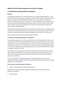 ISMM Unit 201 Understanding the Laws and Ethics of Selling