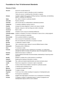 List of verbs used in validated achievement standards