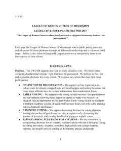 1- 5 -15 LEAGUE OF WOMEN VOTERS OF MISSISSIPPI