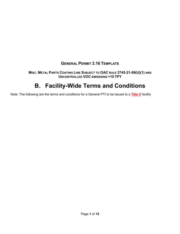 B. Facility-Wide Terms And Conditions