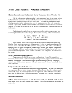 Iodine Clock Reaction - Notes for Teachers - Energy