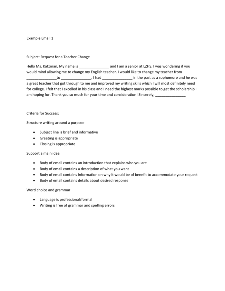 Example Emails