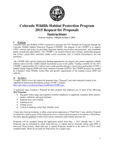 Colorado Wildlife Habitat Protection Program 2015 Proposals and