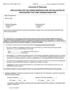 Application for the Research Use of Ionizing Radiation