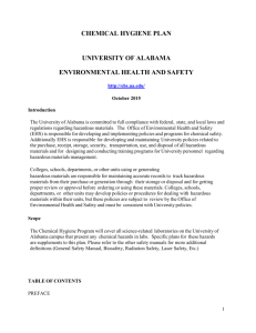 UA Chemical Hygiene Plan - Environmental Health & Safety