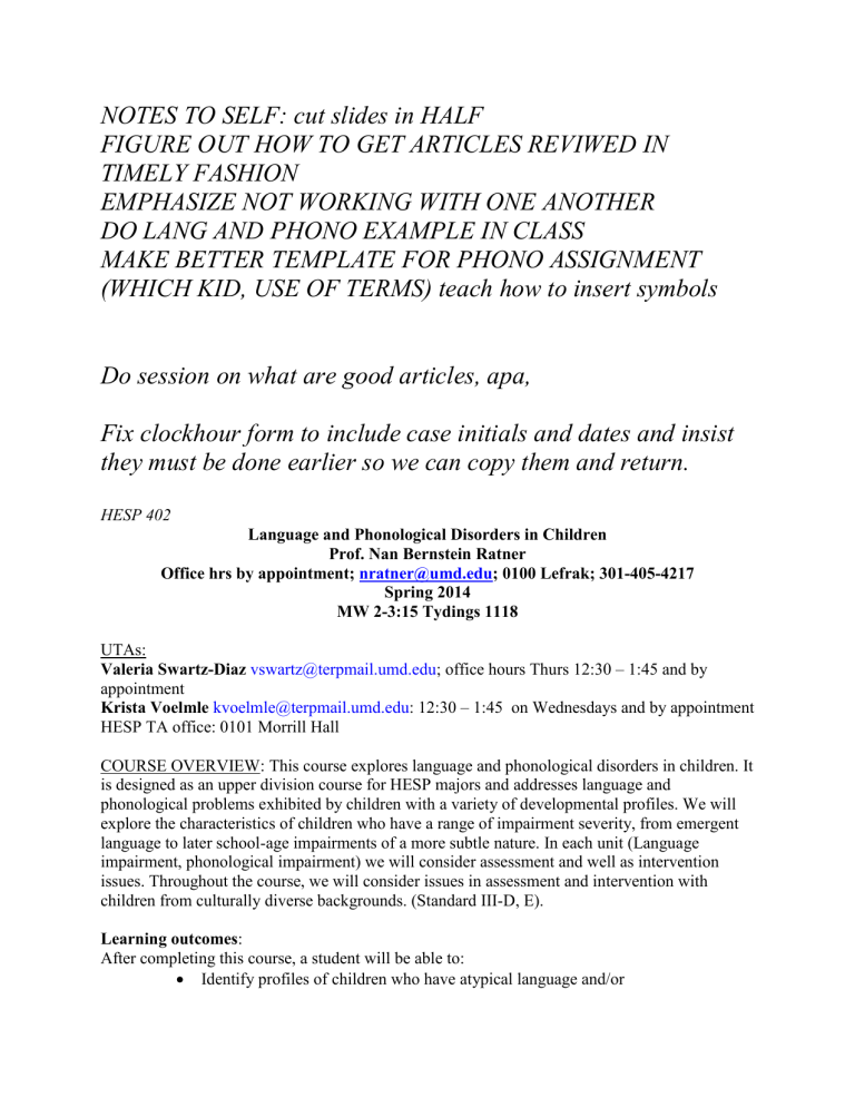 Syllabus Hearing and Speech Sciences