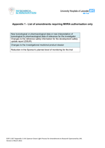 SOP S-1017 Appendix 1 – List of Amendments Requiring MHRA
