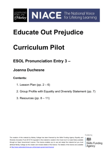 ESOL Pronunciation Entry 3 - Joanna Duchesne