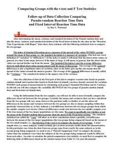 Comparing Groups with the t-test and F Test Statistics Follow