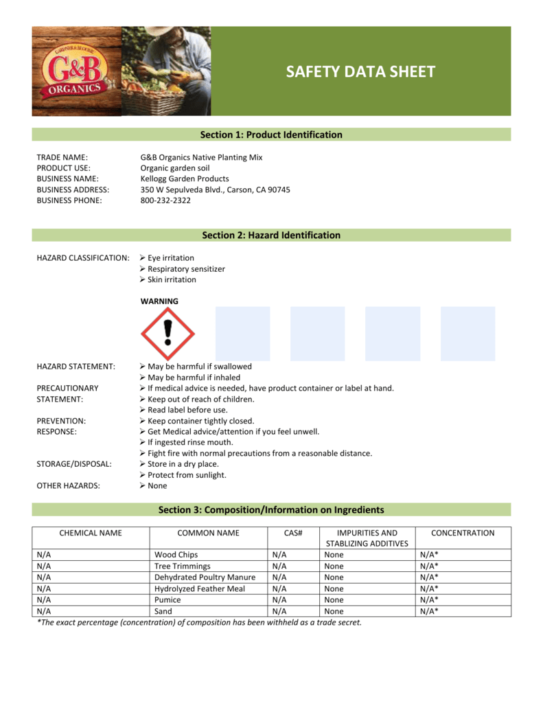 Safety Data Sheet Kellogg Garden Products
