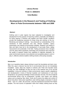 Developments in the Research and Testing of Clothing Worn in