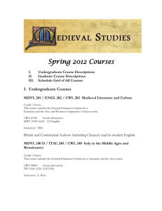 Spring 2012 - Medieval Studies