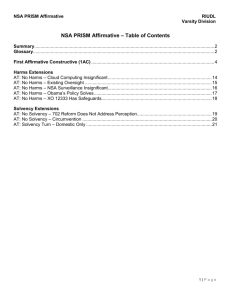 NSA PRISM Affirmative – Table of Contents