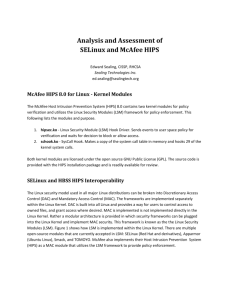 "Analysis and Assessment of SELinux and McAfee HIPS