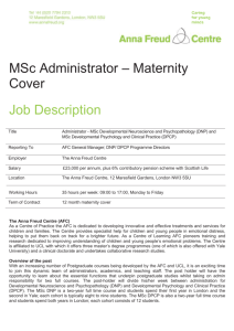 Page of 2 MSc Administrator – Maternity Cover Job Description Title