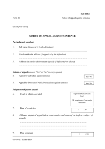 Form 41 - Notice of appeal against sentence