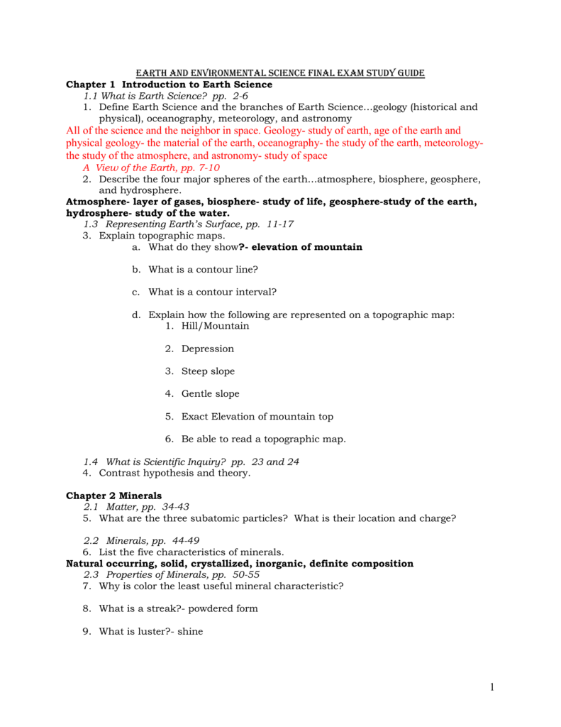 Earth And Environmental Science Final Exam Study Guide Chapter Earth And Environmental Science Final Exam Study Guide Chapter