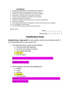 Medema Classification Exam key with objectives
