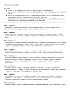 AP Vocabulary Word Lists Directions: Review the current week`s list