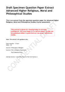 Draft Specimen Question Paper Extract Advanced Higher