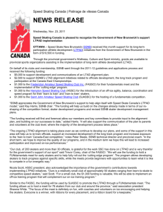 news release - Speed Skate New Brunswick