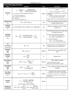 Renal Physiology Equations