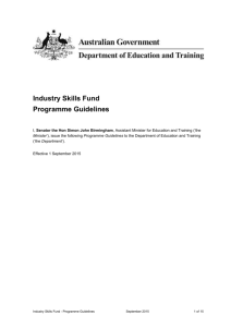 Industry Skills Fund - Programme Guidelines
