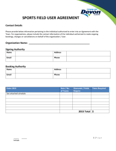 Sport Field User Agreement - Town of Devon