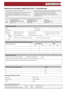 Physiotherapy restricted consultation application