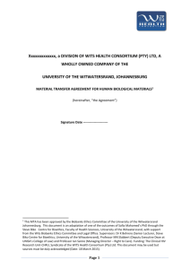 WHC Material Transfer Agreement