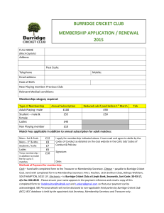 Membership Form - Burridge Cricket Club