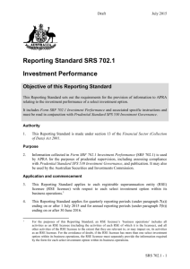 Reporting Standard SRS 702.1 Investment Performance