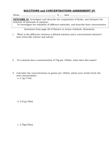 SOLUTIONS and CONCENTRATIONS questions