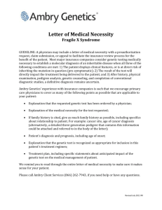 Letter of Medical Necessity Fragile X Syndrome