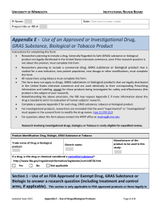 Appendix E – Use of Drugs