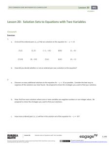 Algebra I Module 1, Topic C, Lesson 20: Student Version