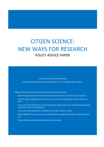 Citizen Science Policy Advice Paper