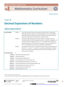 Grade 8 Mathematics Module 7, Topic B, Overview