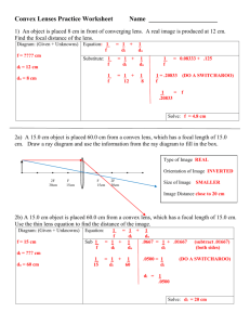 Thin lens equation worksheet
