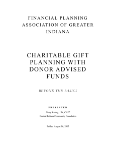 Charitable Gift Planning with Donor Advised Funds