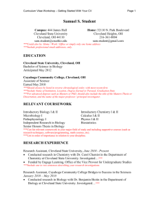 Possible CV Categories - Tri-C Bridges to Success in the Sciences