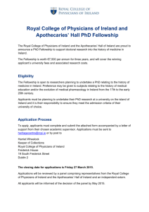 History of Medicine in Ireland PhD Fellowship Application Form