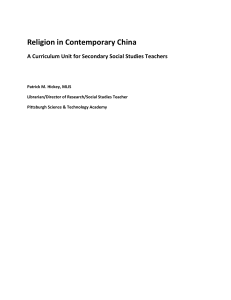 Religion in Contemporary China - East Asia Gateway for Linking