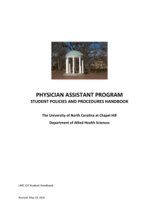 UNC PA Student Handbook - School of Medicine