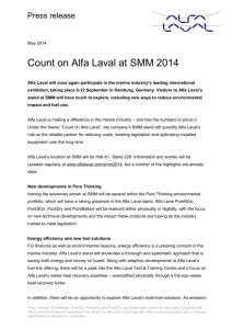 Visitors to SMM 2014 are invited to *Count on Alfa Laval*