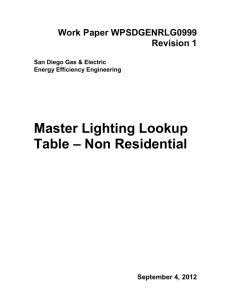 WPSDGENRLG0999 Rev1 Non Res Master Lighting Lookup Table