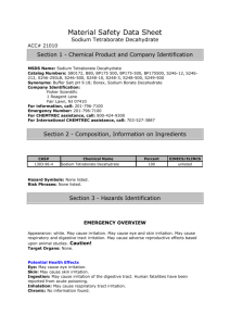 Material Safety Data Sheet Sodium Tetraborate Decahydrate ACC