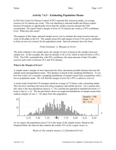 Activity 7.4.3 Estimating Population Means