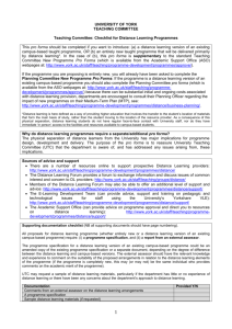 Pro forma for new distance learning programme