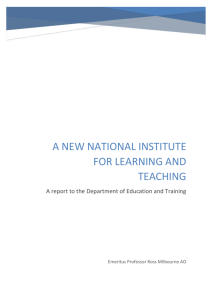 A NEW NATIONAL INSTITUTE FOR LEARNING AND TEACHING